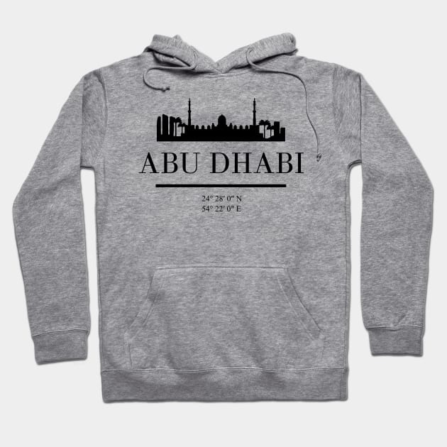 ABU DHABI UAE BLACK SILHOUETTE SKYLINE ART Hoodie by deificusArt